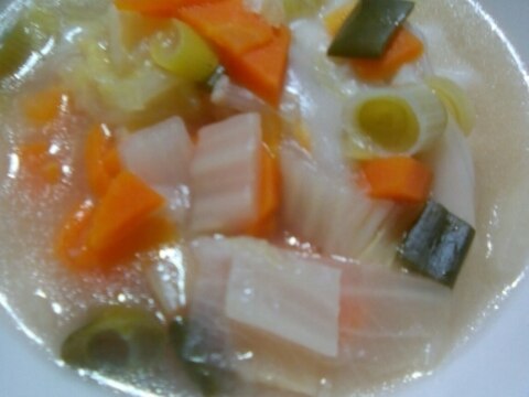 餃子と野菜の白湯スープ